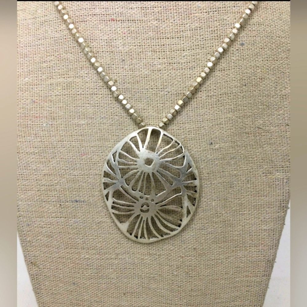 Kenneth Cole Laser Cut Pendant Beaded Necklace 17"